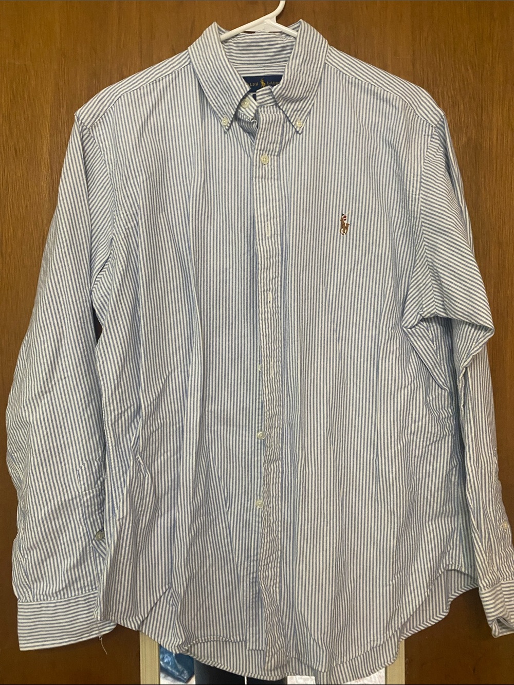 Ralph Lauren Light Blue & White Striped Button-Down Shirt